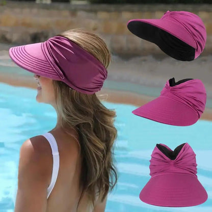 1Pc Women Wide Brim Double-sided Visor Hat Sun Protectio Anti-UV Summern Hats Fashion Flexible Baseball Cap Travel Beach Cap - OnlineshopLand