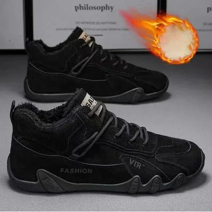2023 New Men's Shoes Lightweight Casual Shoes Ankle Boots Designer Winter Plush Trend Men Loafers Lace Up Non-slip Male Sneakers - OnlineshopLand