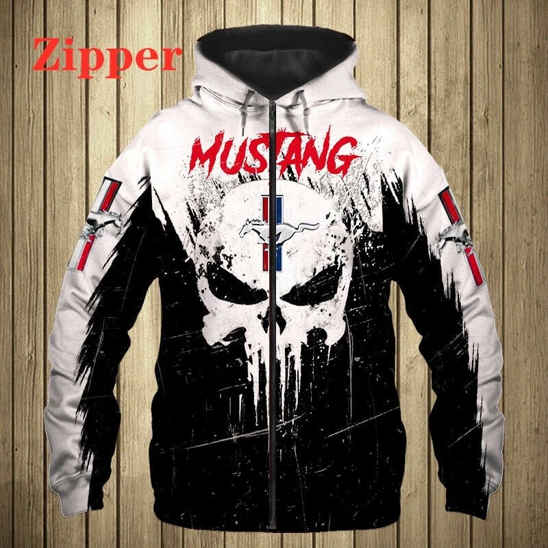 2024 Men's Hoodie Mustang Car Logo 3D Print Hoodie Harajuku Zipper Sweatshirt Trend Men Sportswear Streetwear - OnlineshopLand