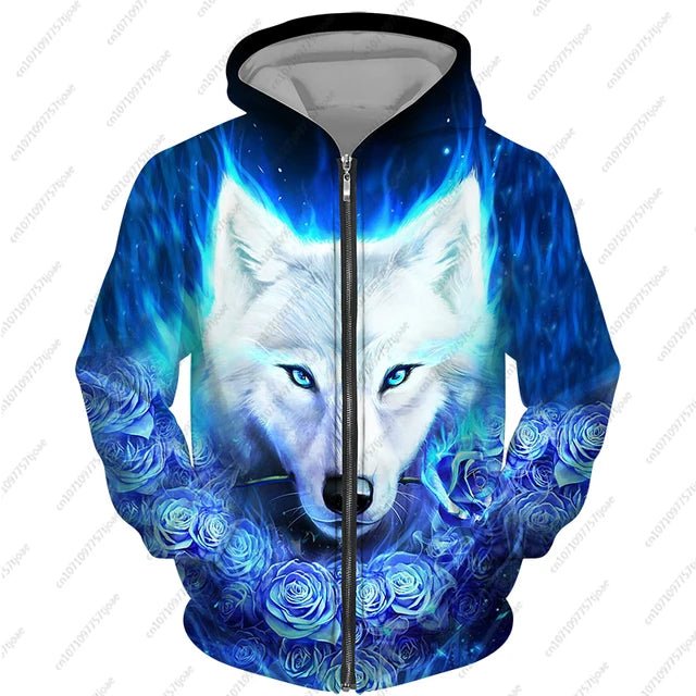 2024 New Men's Zipper Hoodie Wolf Fashion Jacket - OnlineshopLand
