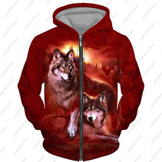 2024 New Men's Zipper Hoodie Wolf Fashion Jacket - OnlineshopLand