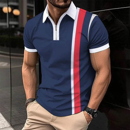 2024 summer men's casual short-sleeved POLO shirt striped fashion trend top T-shirt men's clothing - OnlineshopLand