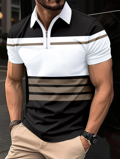 2024 summer men's casual short-sleeved POLO shirt striped fashion trend top T-shirt men's clothing - OnlineshopLand