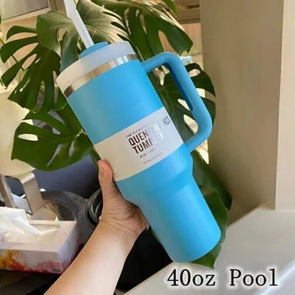 40 OZ Stainless Steel Vacuum Insulated Tumbler Cups With Lids And Straws Handle Straw Leakproof Flip Coffee Mugs Dropshipping - OnlineshopLand