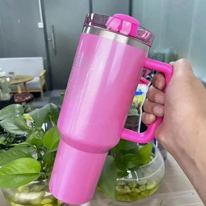 40 OZ Stainless Steel Vacuum Insulated Tumbler Cups With Lids And Straws Handle Straw Leakproof Flip Coffee Mugs Dropshipping - OnlineshopLand