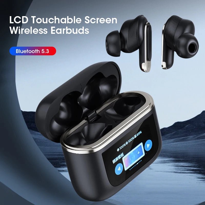ANC Wireless Earphones Colorful LED Screen TWS Earbuds Touch Active Noise Cancelling Bluetooth Headphones Sports Headset - OnlineshopLand