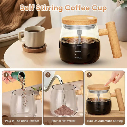 Electric Mixing Mug, 13.5oz Electric Self Mixing Cup with Lid, Self Stirring Coffee Cup, Electric High Speed Stirring Cup with Detachable Stirring Rod, for Office/Travel/Home Coffee (black.) - OnlineshopLand