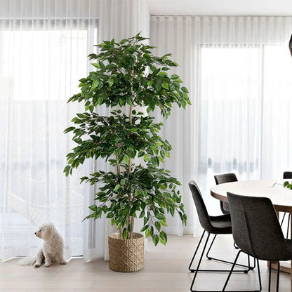 Evergreen Oasis: Lifelike Ficus Artificial Tree - Large Tropical Beauty with Real Touch Leaves for Home, Garden, and Shop Décor - OnlineshopLand