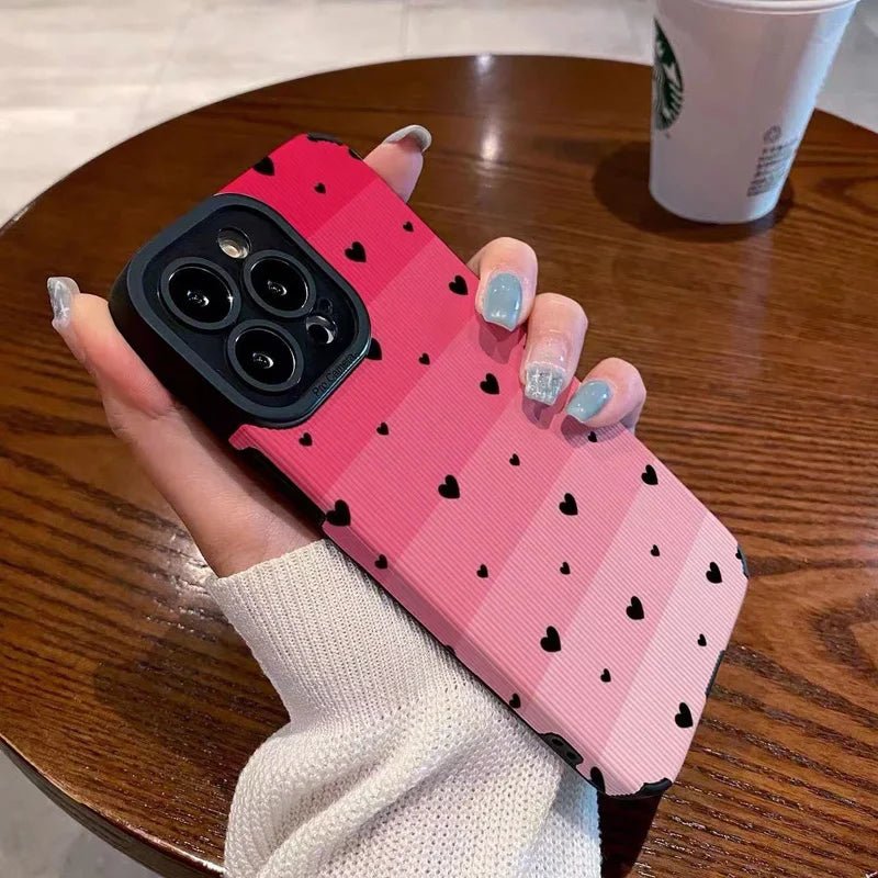 Gradient Color Love Heart Pattern For iPhone 15 14 13 12 11 Pro Max 14 15 Plus 12 13 Mini X XR XS Max 7 8Plus Shockproof Cover - OnlineshopLand