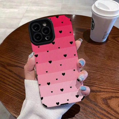 Gradient Color Love Heart Pattern For iPhone 15 14 13 12 11 Pro Max 14 15 Plus 12 13 Mini X XR XS Max 7 8Plus Shockproof Cover - OnlineshopLand