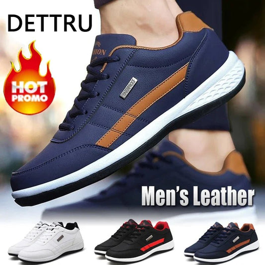 Leather Men's Shoes Luxury Brand England Trend Casual Shoes Men Sneakers Breathable Leisure Male Footwear Chaussure Homme - OnlineshopLand