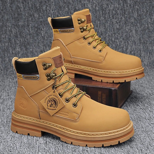 Male Brand Leather Shoes for Men Work Safety Mid-top - OnlineshopLand