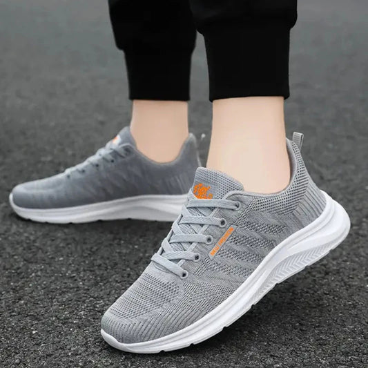 Men Breathable Sneakers Lace-up Comfort Non-slip Lightweight Outside Sports Shoes Spring Autumn Mesh Running Jogging Footwear - OnlineshopLand
