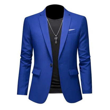 Mens Solid Color Suit Jacket High Quality Business Slim Fit Casual Blazers - OnlineshopLand