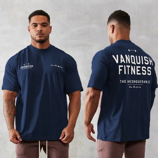 Men's Vintage Oversized T-Shirt Summer New Sports Fitness Cotton Crew Neck Short Sleeve Joggers Gym Running Training T-Shirts - OnlineshopLand