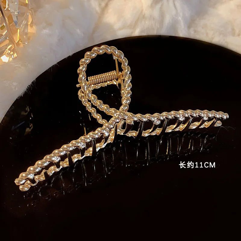 Metal Gold Pearl Hair Clips For Women Elegant Rhinestones Hair Claw Geometric Hollow Hairpins Vintage Barrette Hair Accessories - OnlineshopLand