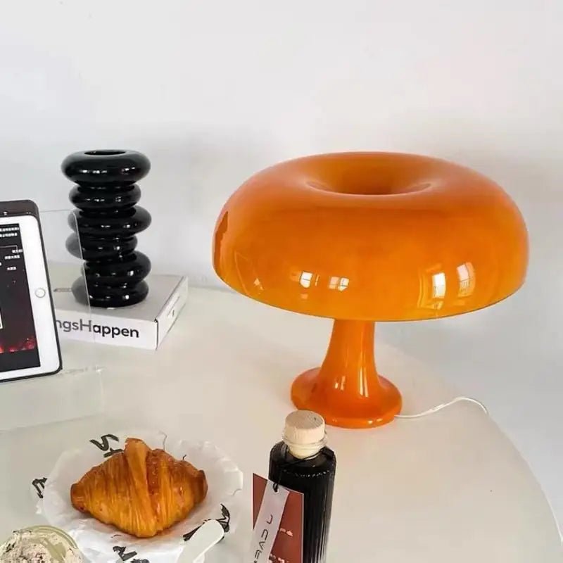 Mushroom Style Table Lamp | Orange Mushroom Minimalist LED Night Light Desk Lamp | Mushroom Bedside Table LED Lamp | Home Decor Gift | - OnlineshopLand