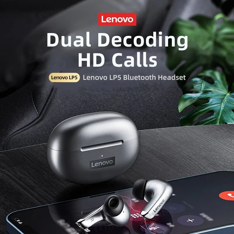 Original Lenovo LP5 Wireless Bluetooth Earbuds HiFi Music Earphones Headphones Sports Waterproof Headset With Mic Earbuds New - OnlineshopLand
