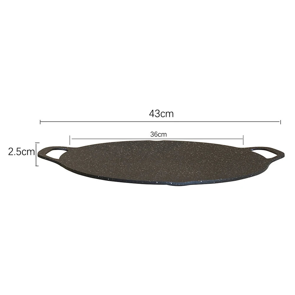 Outdoor Grill Pan Korean Roastig Frying Pan Non-stick Barbecue Plate Induction Cooker BBQ Baking Tray Camping Kitchen Bakeware - OnlineshopLand