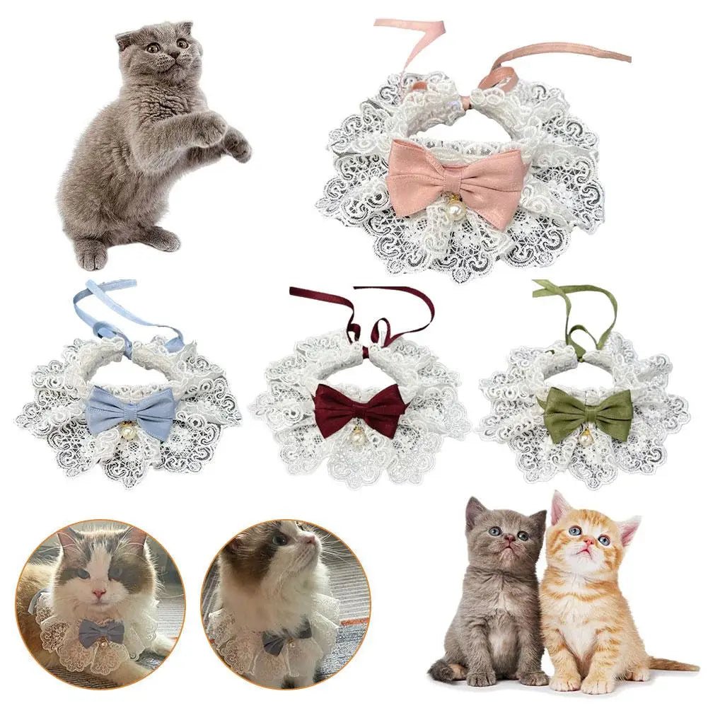 Pearl Dog Collar Jewelry Silk Wedding Cat And Dog Ribbon Pet Bow Pendant Cat Necklace Accessories Scarf B3E5 - OnlineshopLand