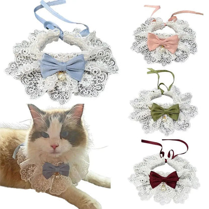 Pearl Dog Collar Jewelry Silk Wedding Cat And Dog Ribbon Pet Bow Pendant Cat Necklace Accessories Scarf B3E5 - OnlineshopLand