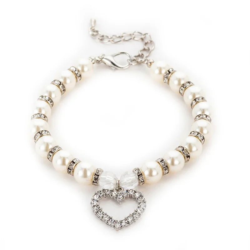 Puppy Dog Cat Pearl Necklace Pet Accessories Love Diamond - OnlineshopLand