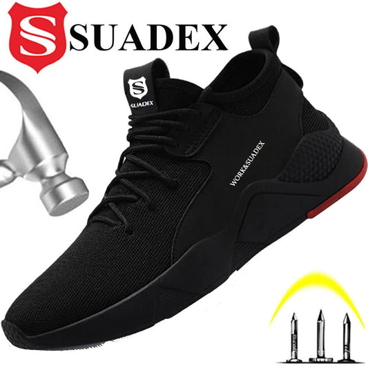 SUADEX Men Work Safety Shoes Steel Toe Cap Anti-Smashing Puncture Proof Construction Work Boots Non-Slip Breathable Work Shoes - OnlineshopLand