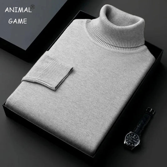 Sweatwear Mens Anti-pilling High Quality Knitted Turtleneck Sweater Slim Fit Long Sleeve Pullover Solid Color Trend Men Clothing - OnlineshopLand