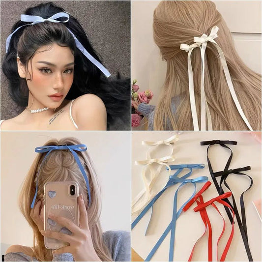 Vintage Large Velvet Bow Hair Clip Trend Long Ribbon Hairpins Barrettes Headband For Women Girl Hair Accessories Wedding Jewelry - OnlineshopLand