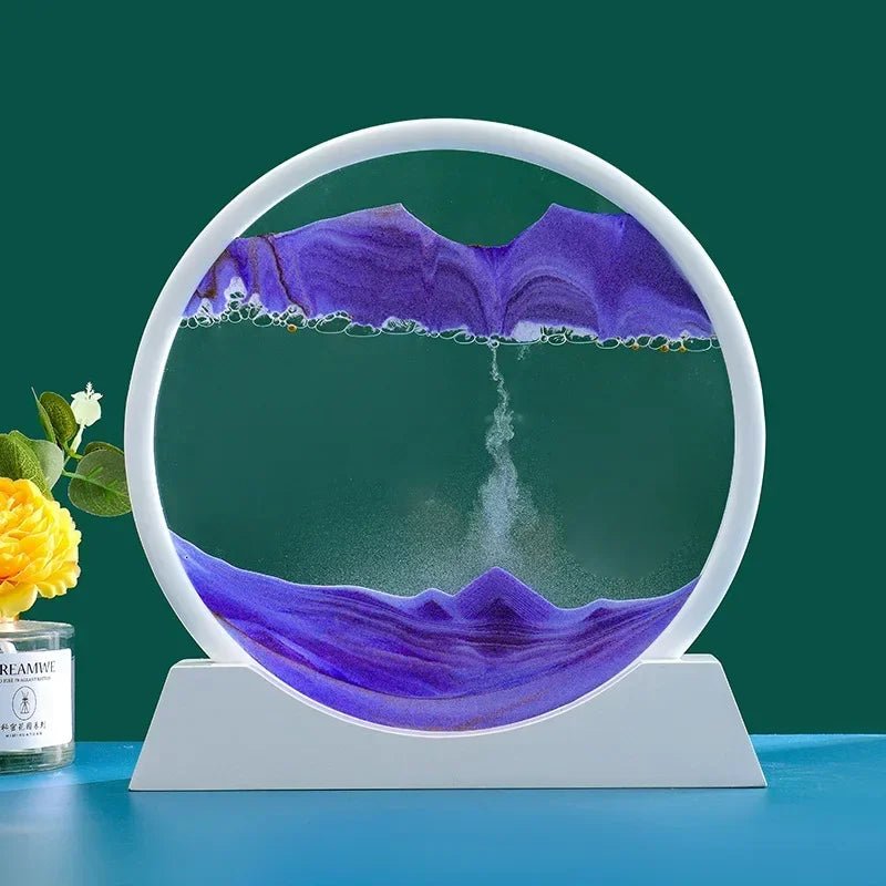 3D Sandscape Moving Sand Art Picture Round Glass Deep Sea Hourglass Quicksand Craft Flowing Sand Painting Office Home Decor Gift - OnlineshopLand