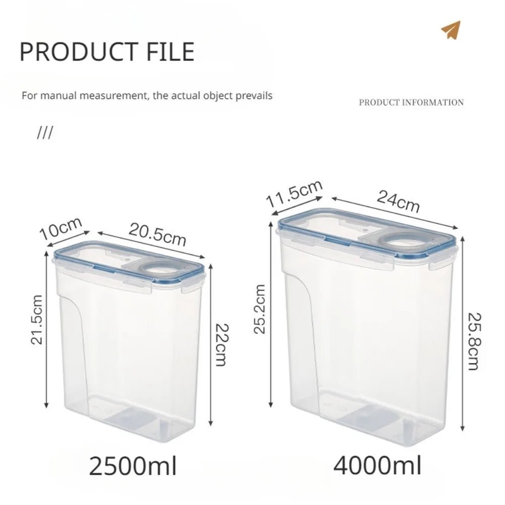 4Liter Airtight Cereal Storage Container Moistureproof Insect Proof Rice Bucket Food Storage Box Plastic Transparent Sealed Tank - OnlineshopLand