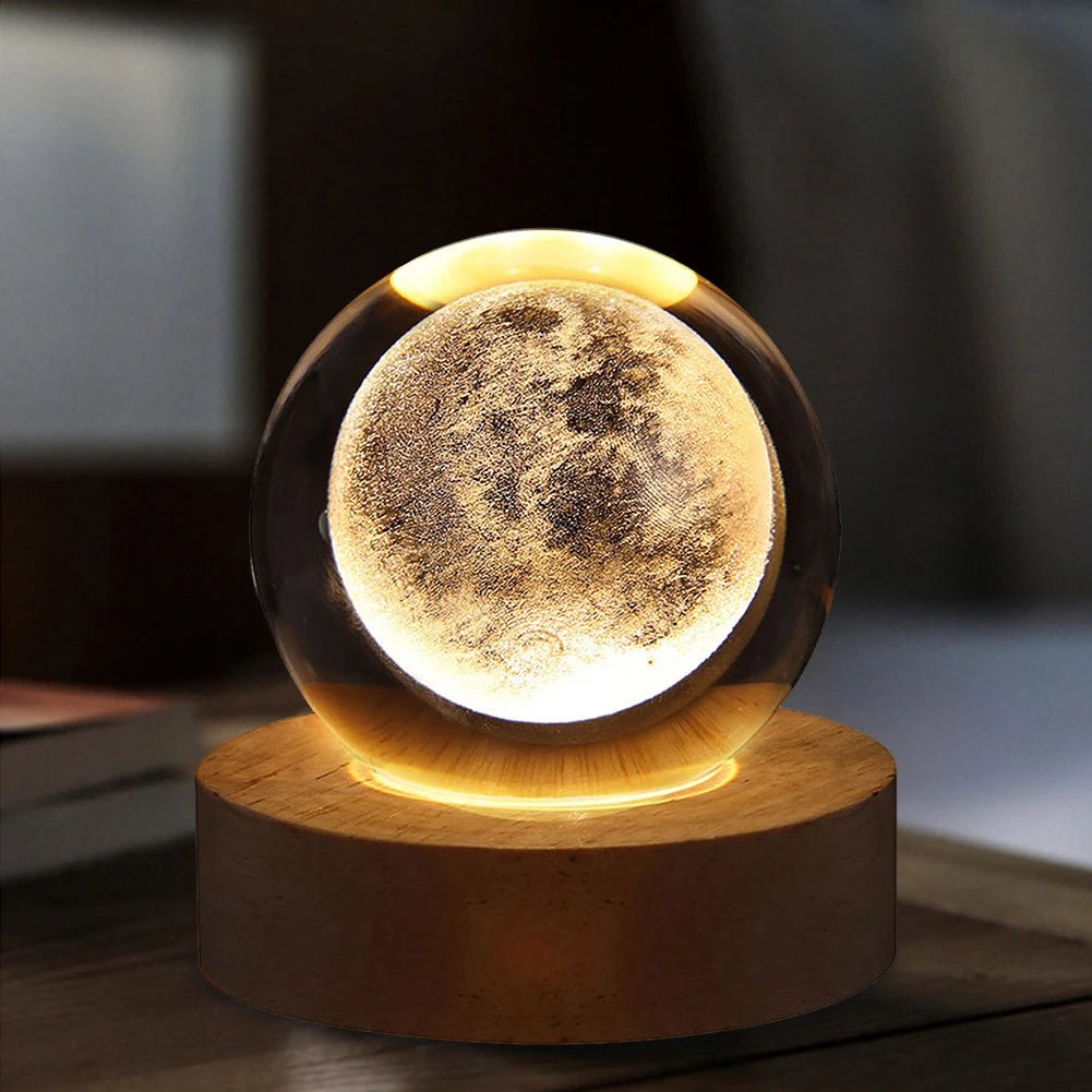 Crystal Ball Night Lights Glowing Planet Galaxy Astronaut 3D Moon Table Lamp USB Atmosphere Lamp Tabletop Decorations Kid Gifts, lamps - OnlineshopLand