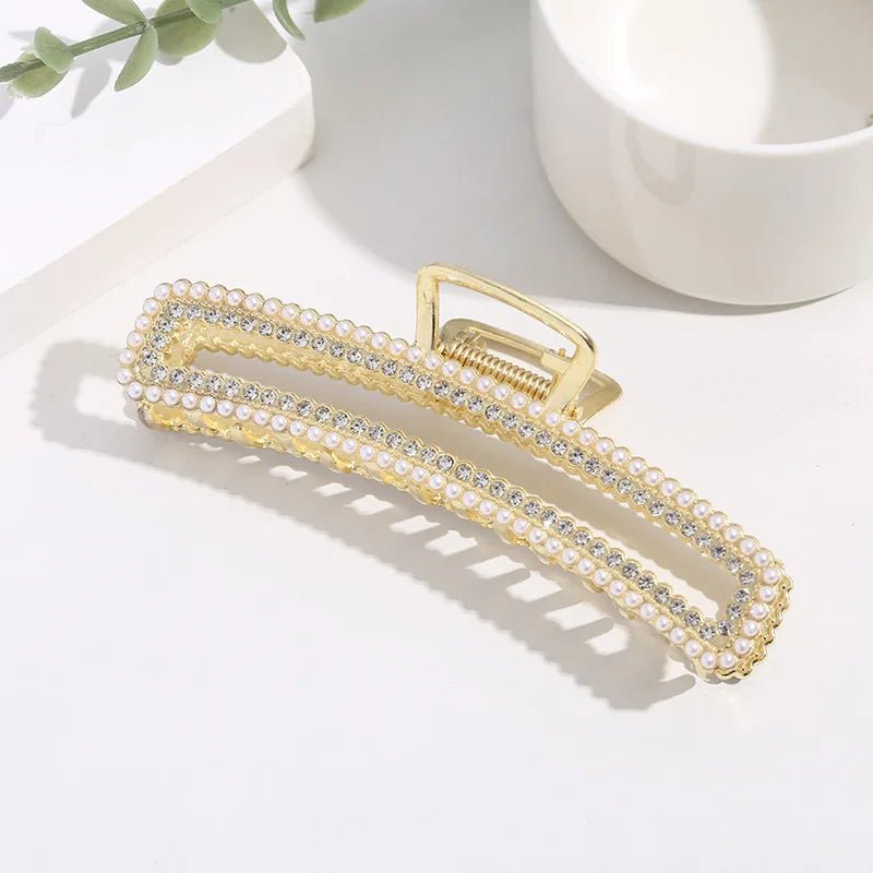 New Pearl Diamond Plate Hair Claw Clip - OnlineshopLand