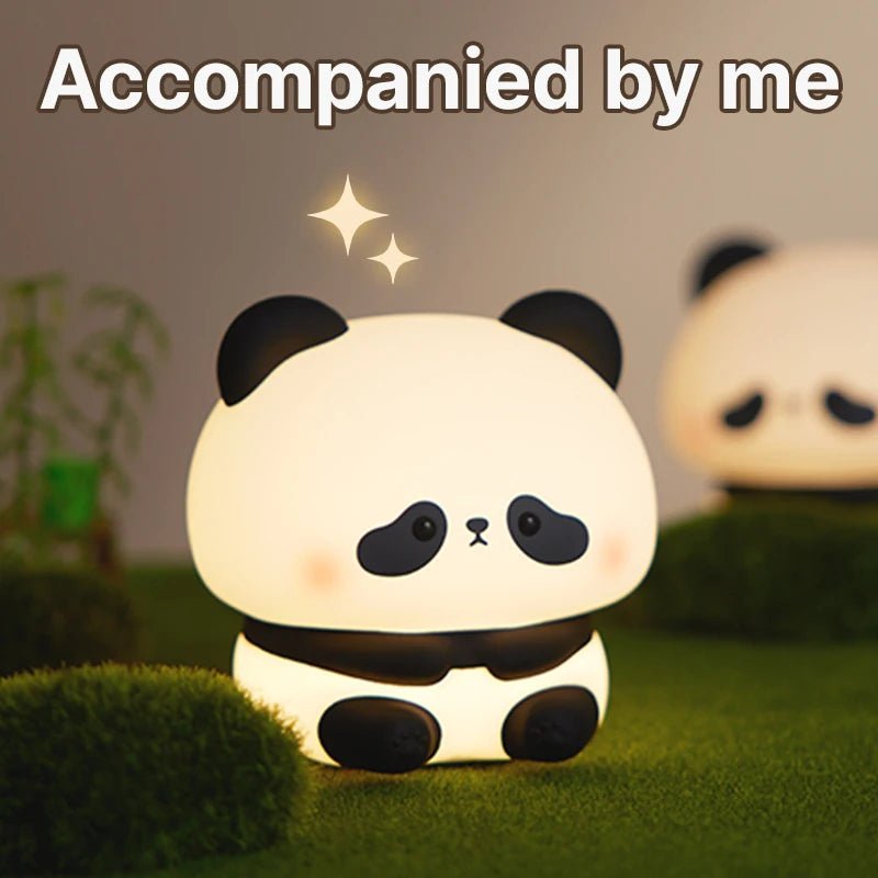 Panda LED Night Light Cute Silicone Night Light USB Rechargeable Touch Night Lamp Bedroom Timing Lamp Decoration Children's Gift - OnlineshopLand