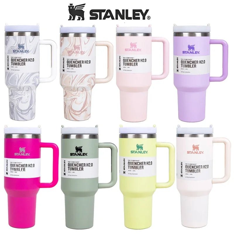 Stanley 30oz/40oz Insulated Tumbler With Lid and Straws Stainless Steel Coffee Tumbler with Handle Vacuum Leak Proof Coffee Cup - OnlineshopLand