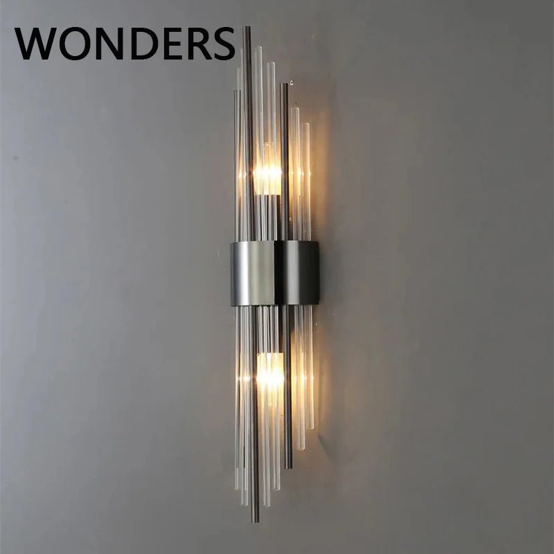 Unique Glass Rod Wall Lamp, Modern Glass Rod Wall Sconce Lamp - Contemporary Home Lighting - OnlineshopLand