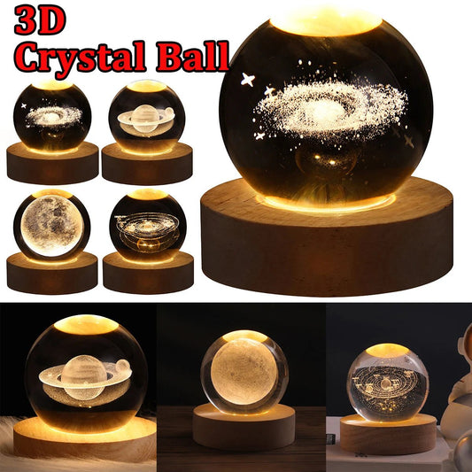 USB LED night light, Galaxy Crystal Ball lamp, 3D planet moon lamp, home decoration - OnlineshopLand